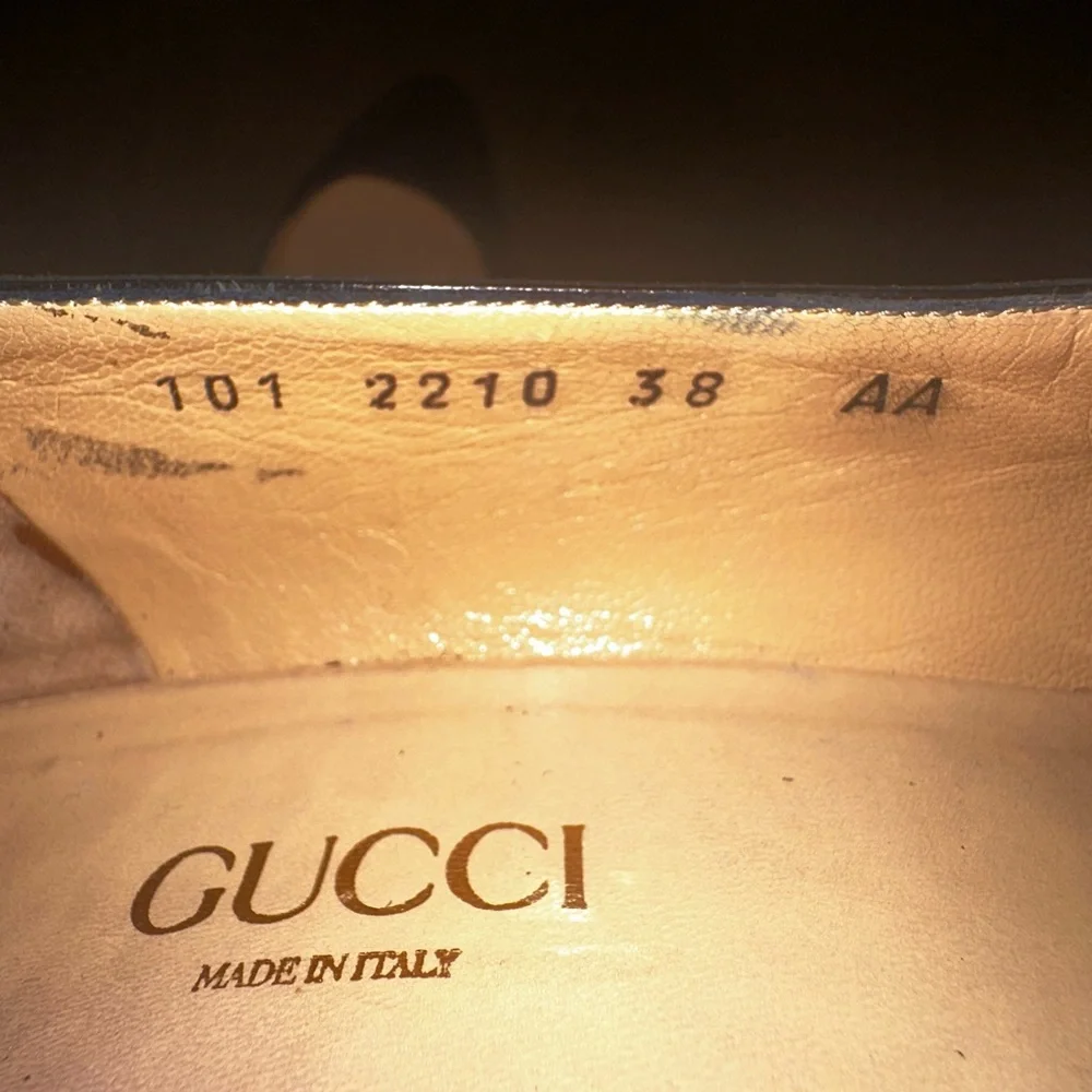 Vintage Gucci Black Suede Low Heel Pumps Made in Italy with Original Box Size 8